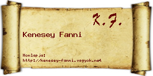 Kenesey Fanni névjegykártya